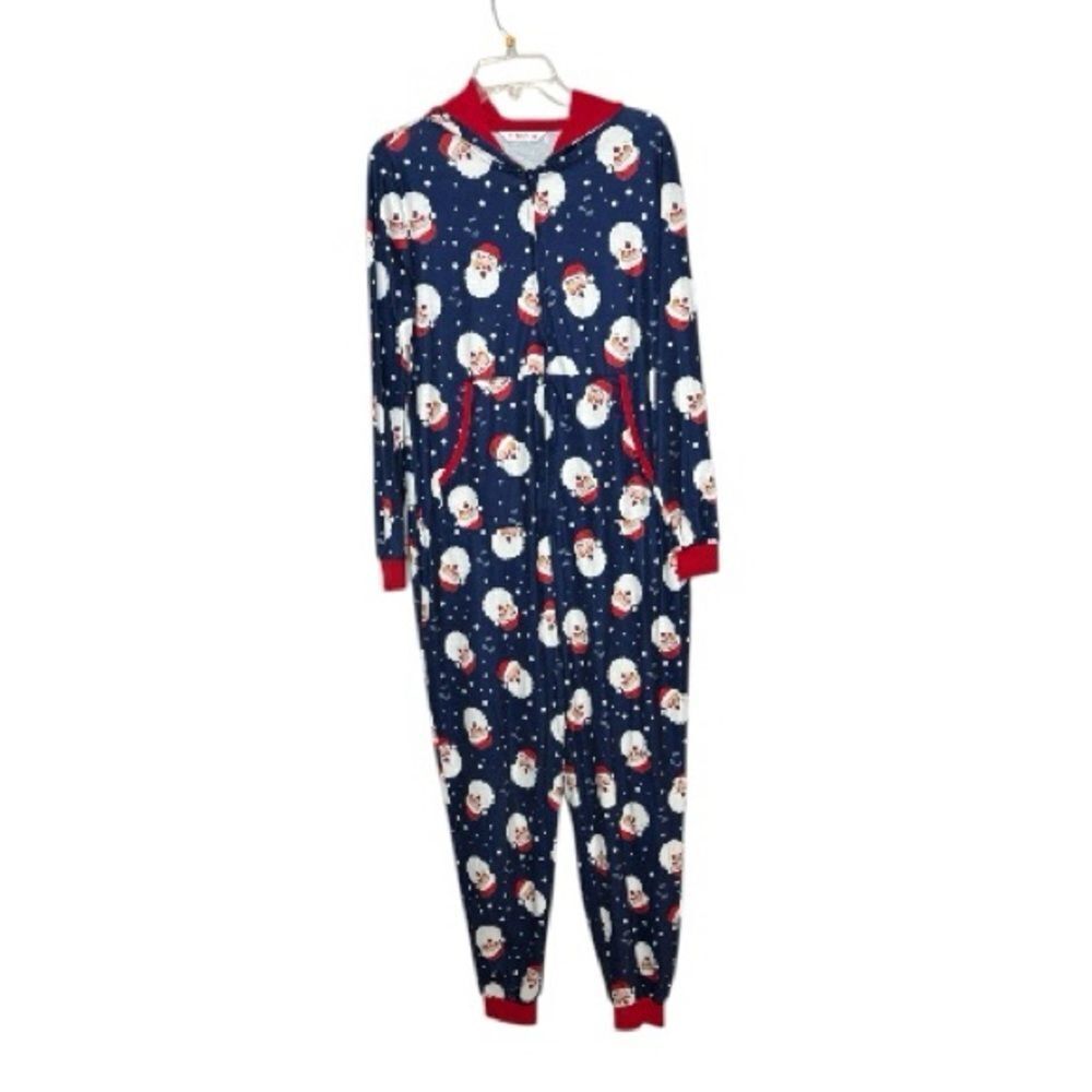 PatPat Women’s Festive Santa Navy and Red Allover Pajamas. Size Medium.‎